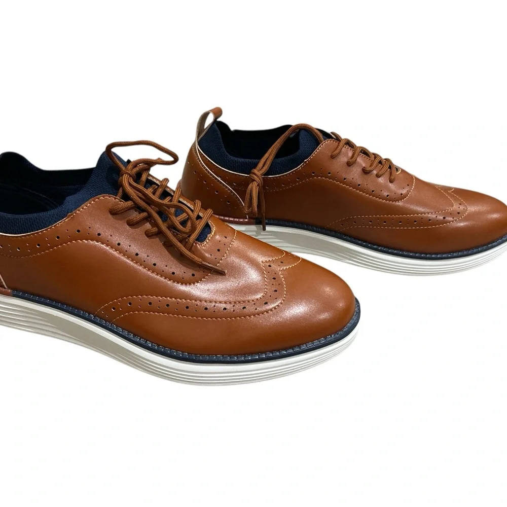 GUBARUN Men's Dress Sneakers Leather Oxfords Shoes Business Wingtip Shoes